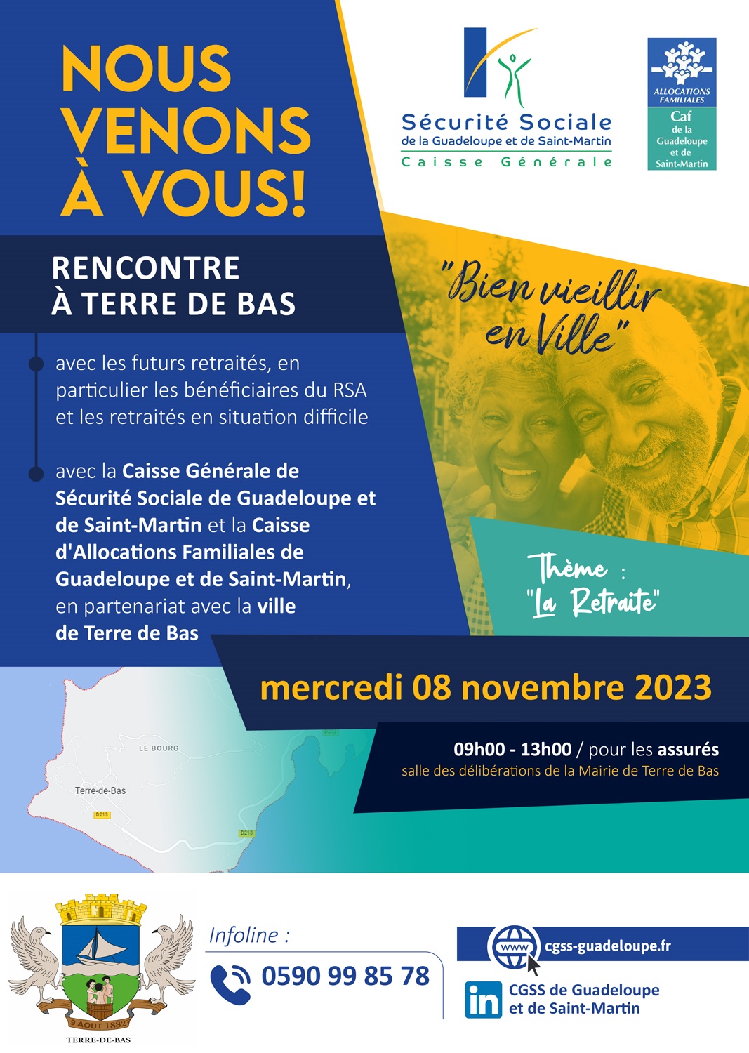Tournée des communes CGSS/Caf : Accueil sur Terre de Bas le 8 novembre et Terre de Haut le 9 novembre 2023