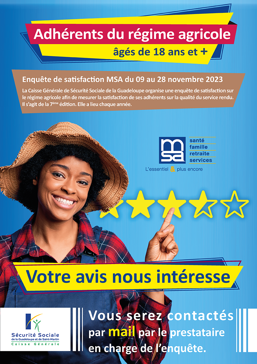 Enquête de nationale de satisfaction (ENS) du régime agricole du 09 au 28 novembre 2023