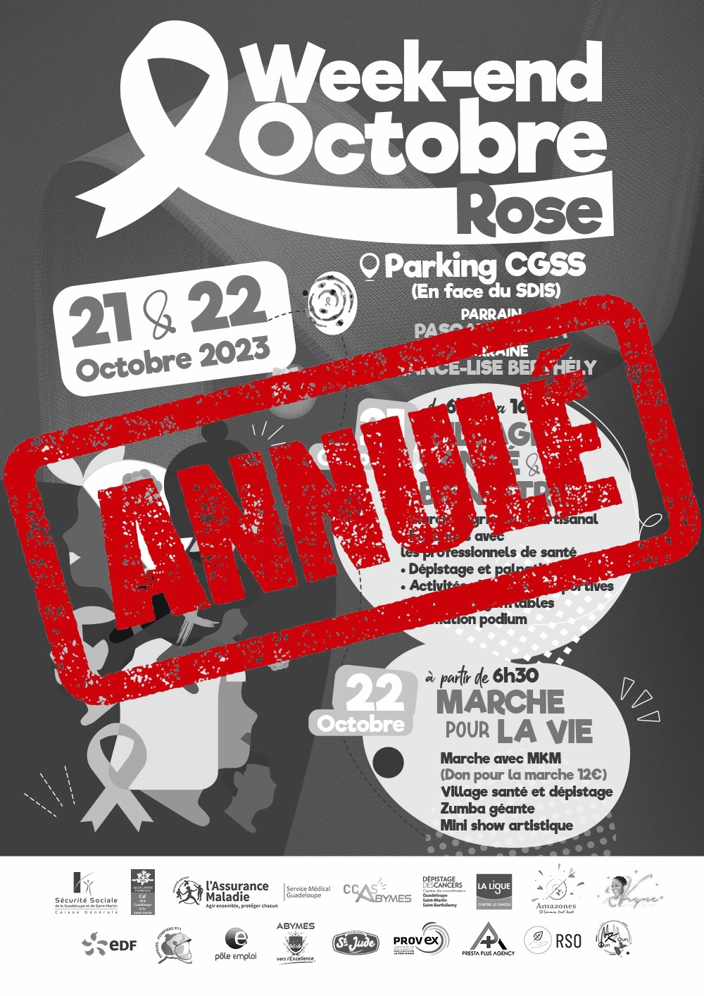 Annulation du Week-End Octobre Rose des 21 et 22 octobre 2023