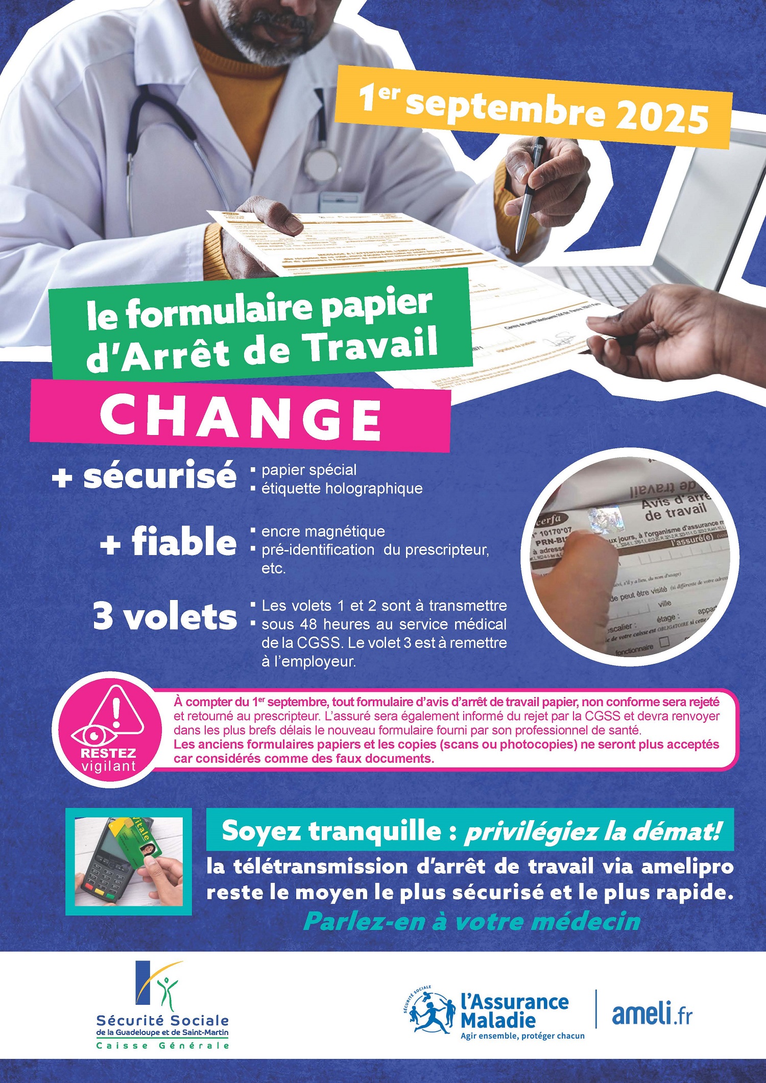Arrêt de travail : place au nouveau formulaire papier sécurisé Arrêt de travail : place au nouveau formulaire papier sécurisé