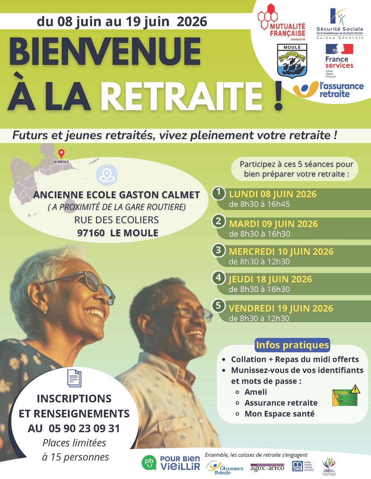 Ateliers "Bienvenue à la Retraite" du 08 au 19 juin au Moule