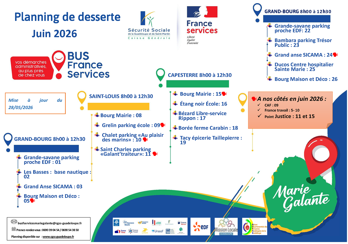 Dessertes bus France Services de Marie-Galante Juin 2026