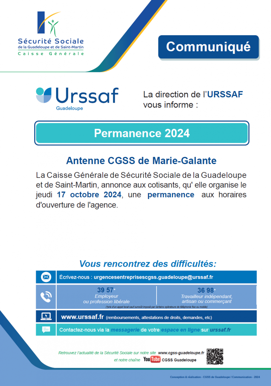 URSSAF PERMANENCE OCTOBRE