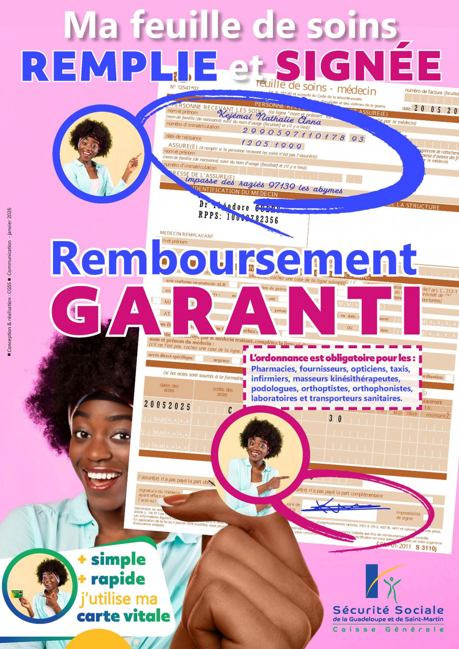 Affiche bon remplissage feuille de soin